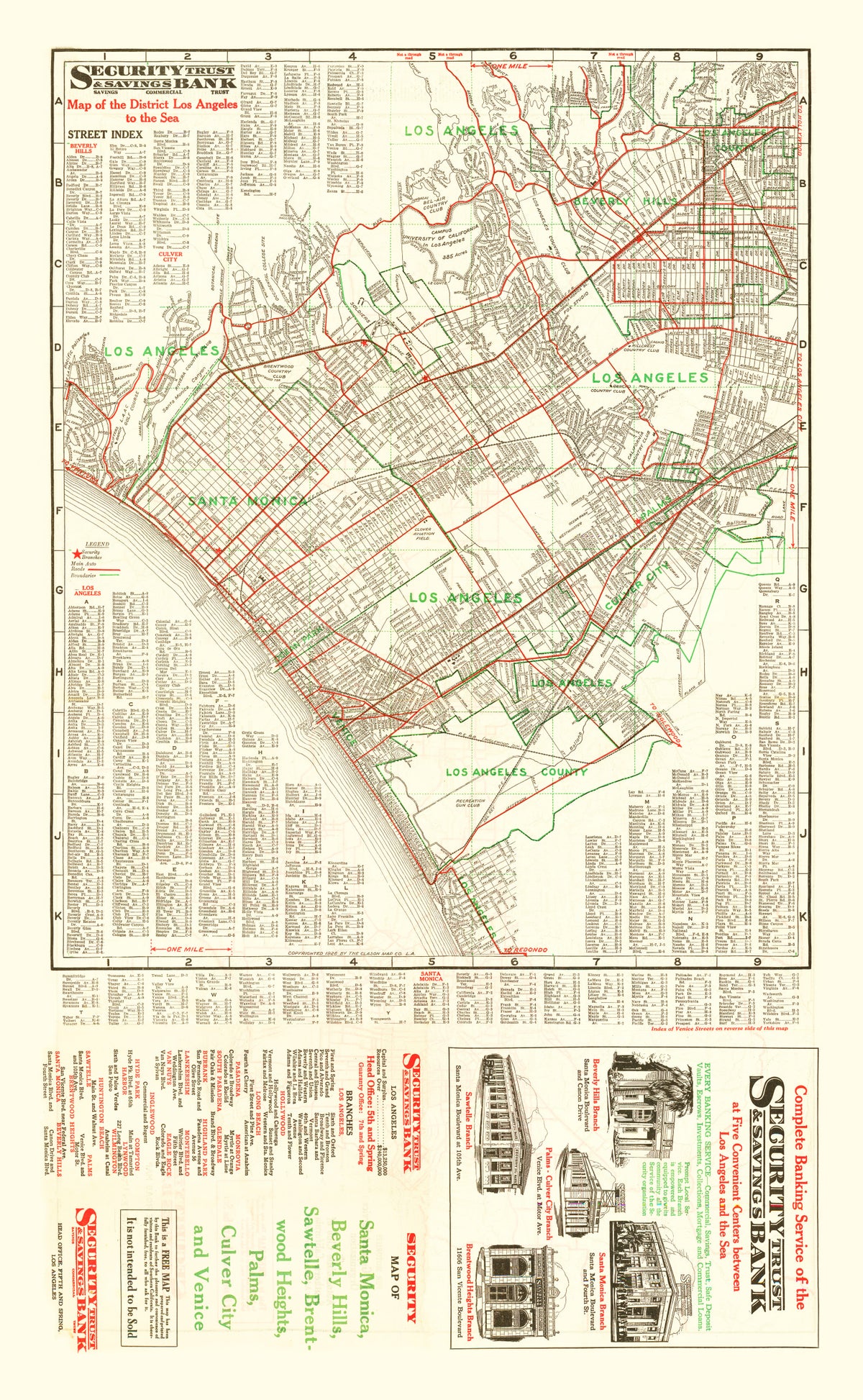 Preview of Vintage Map of Los Angeles, California 1926