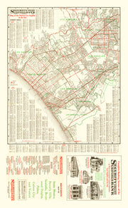 Vintage Map of Los Angeles, California 1926