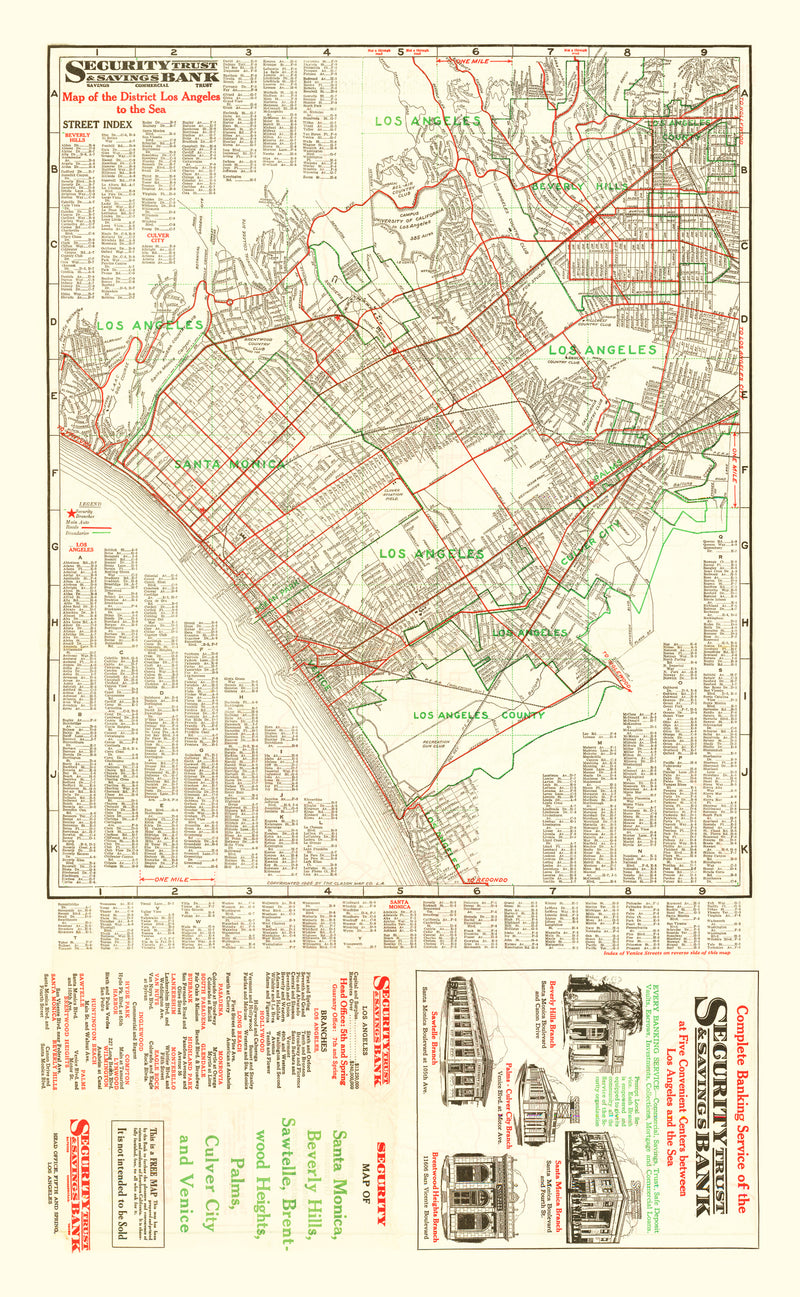 Size comparison using Vintage Map of Los Angeles, California 1926