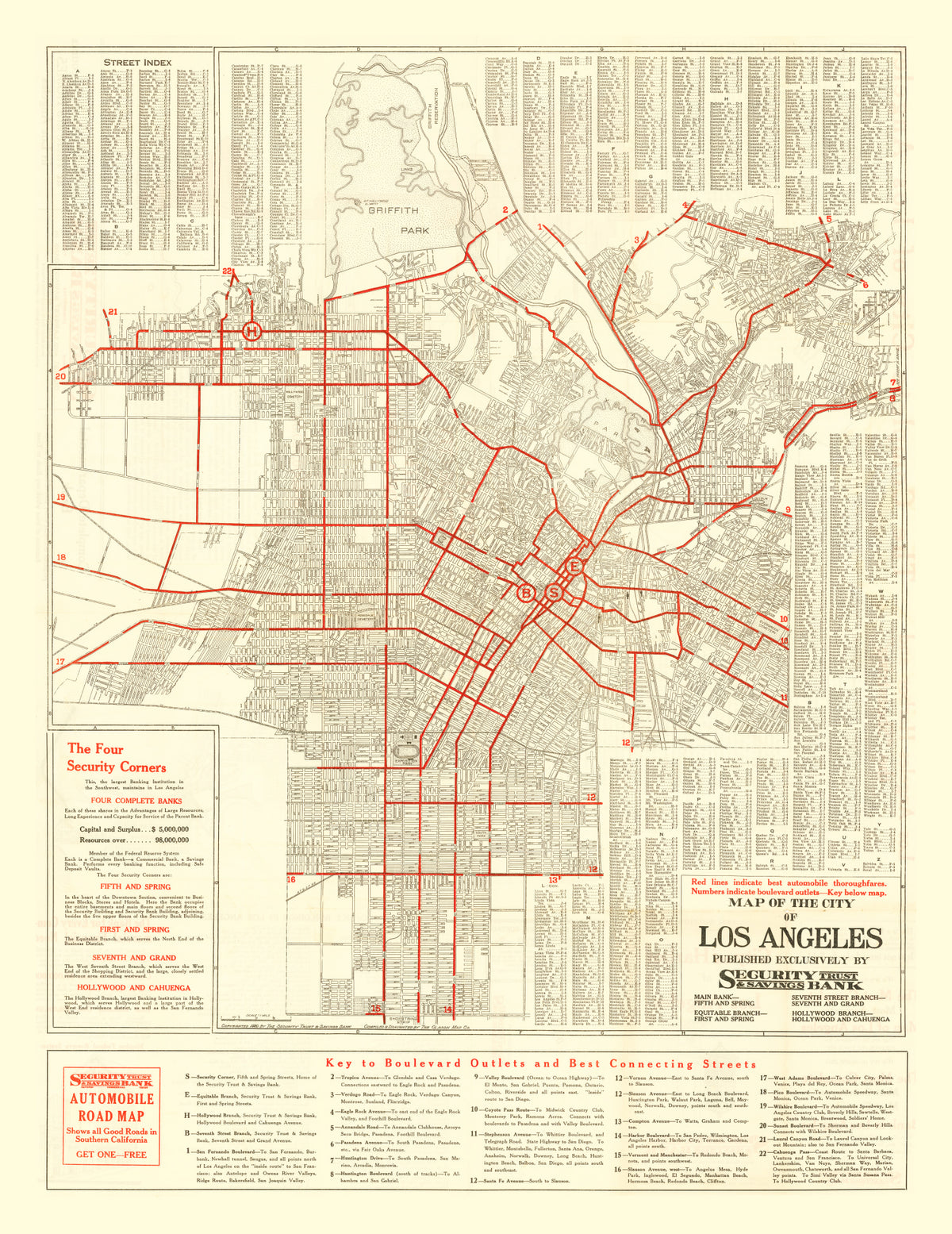Preview of Vintage Map of Los Angeles, California 1914