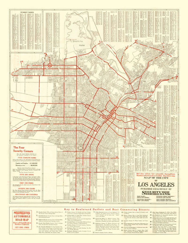 Size comparison using Vintage Map of Los Angeles, California 1914