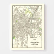 Vintage Map of Los Angeles, California 1908