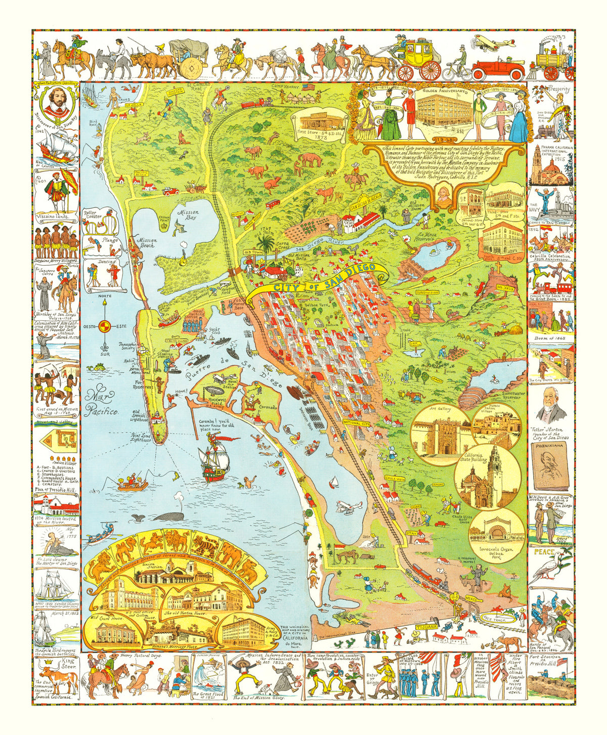 Preview of Vintage Map of San Diego, California 1928
