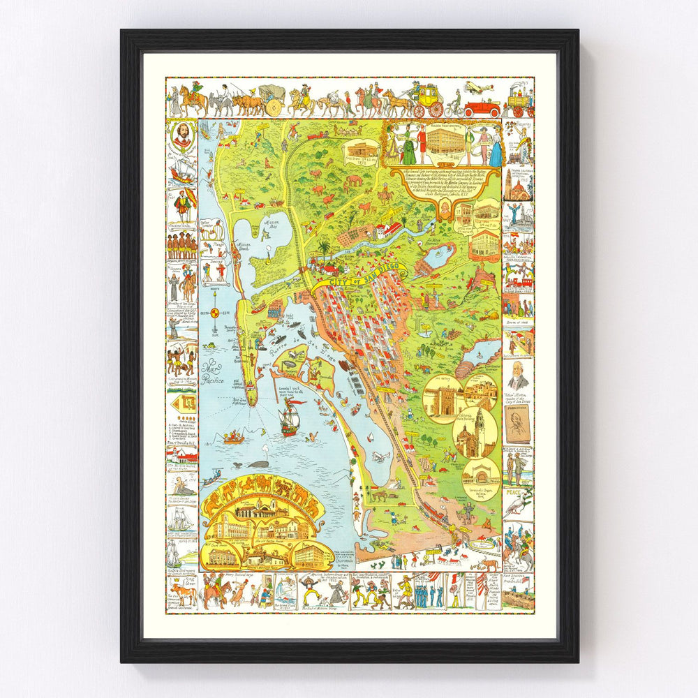 San Diego Vintage Map 1928