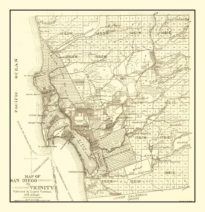 Size comparison using Vintage Map of San Diego, California 1895