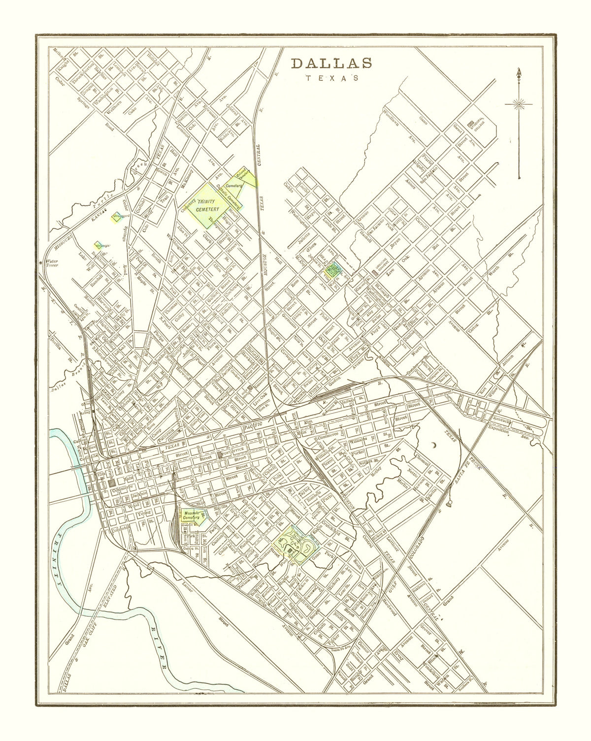 Preview of Vintage Map of Dallas, Texas 1893