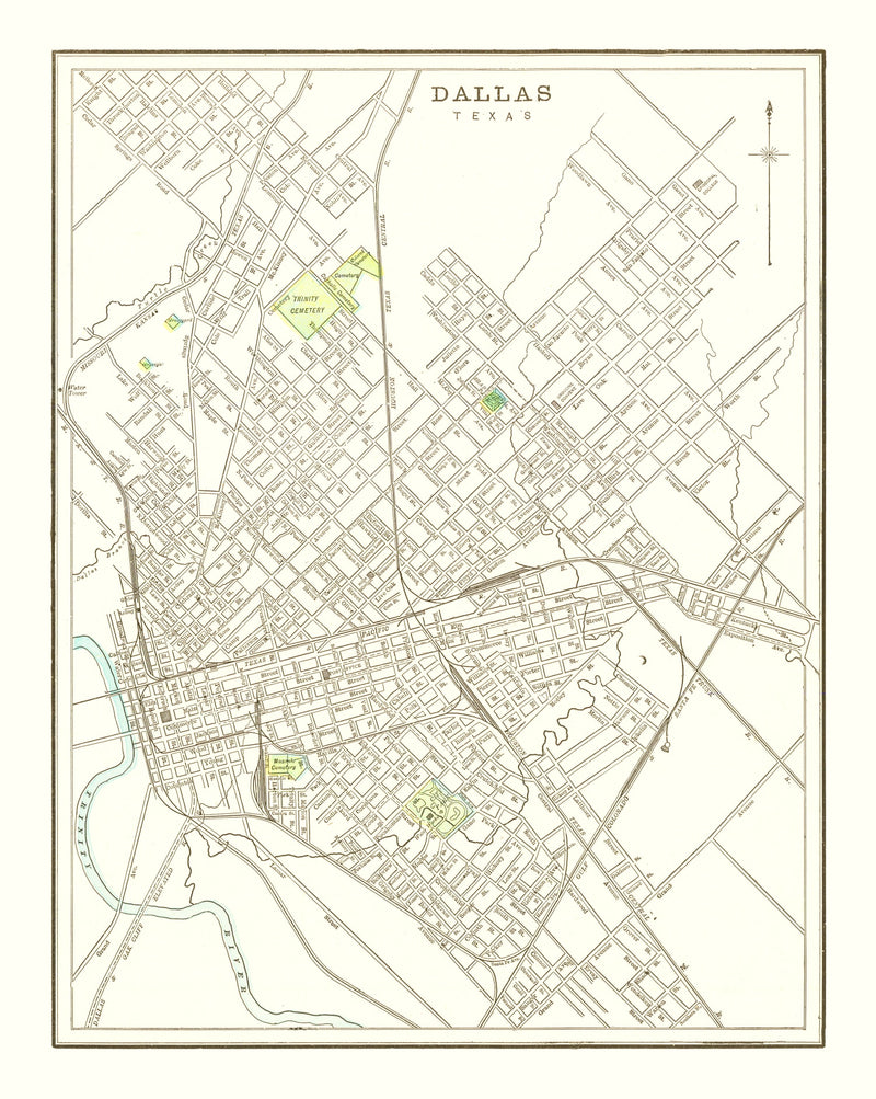 Size comparison using Vintage Map of Dallas, Texas 1893