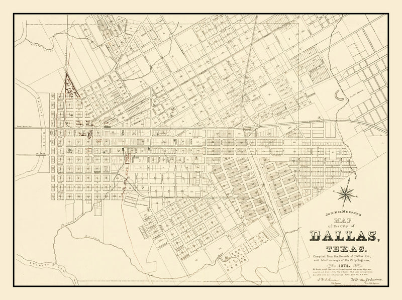 Size comparison using Vintage Map of Dallas, Texas 1878