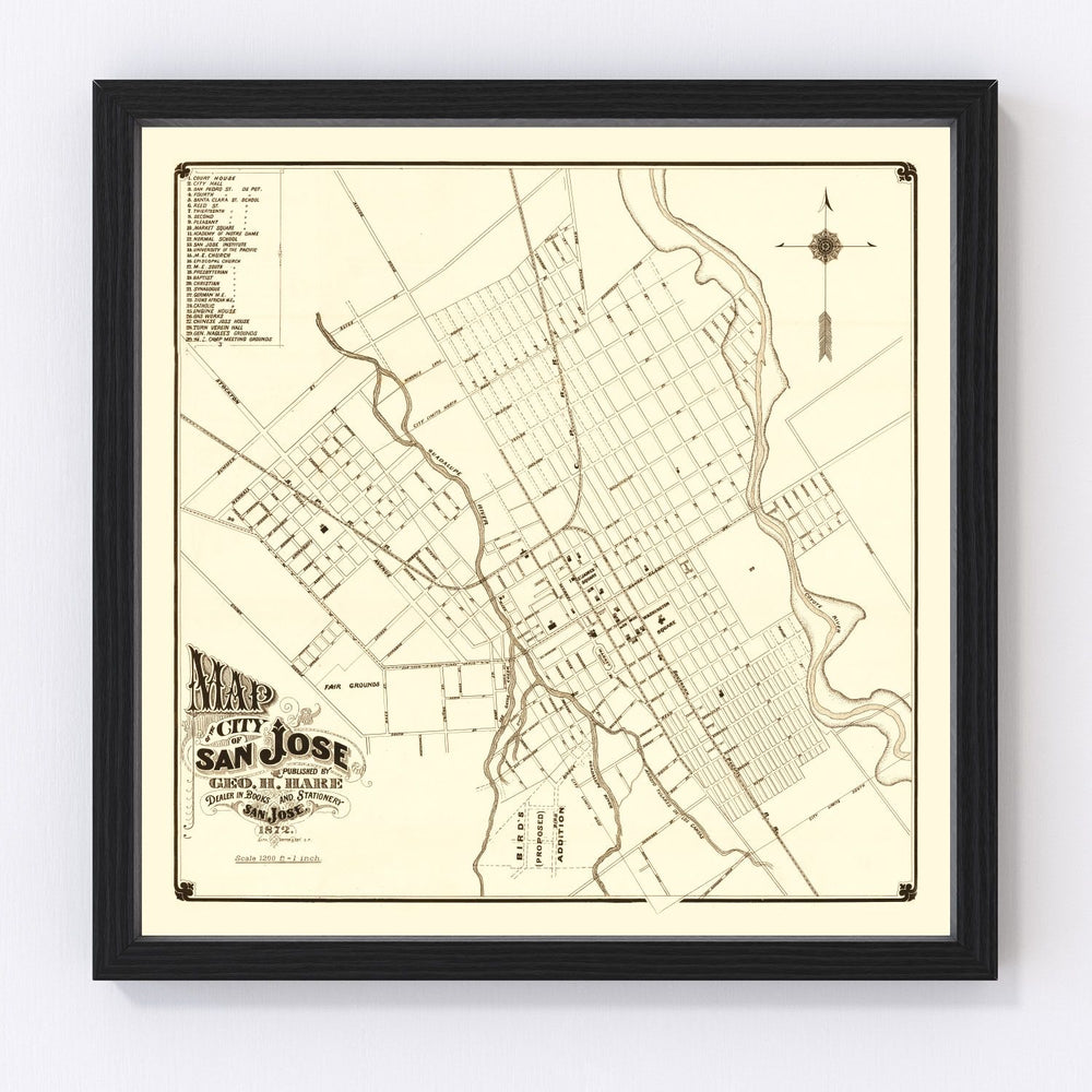 San Jose Vintage Map 1872