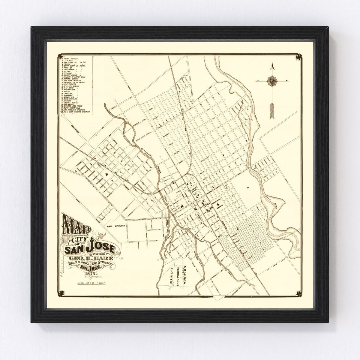 San Jose Vintage Map 1872