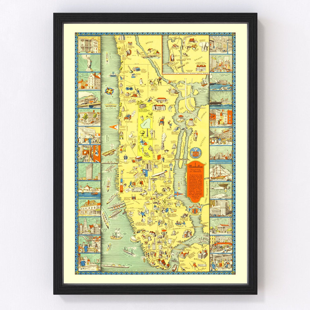 Manhattan Vintage Map 1933