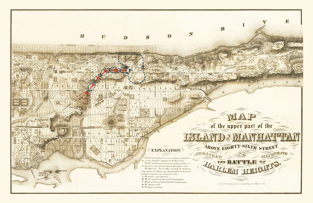 Vintage Map of Manhattan, New York 1868 print style example