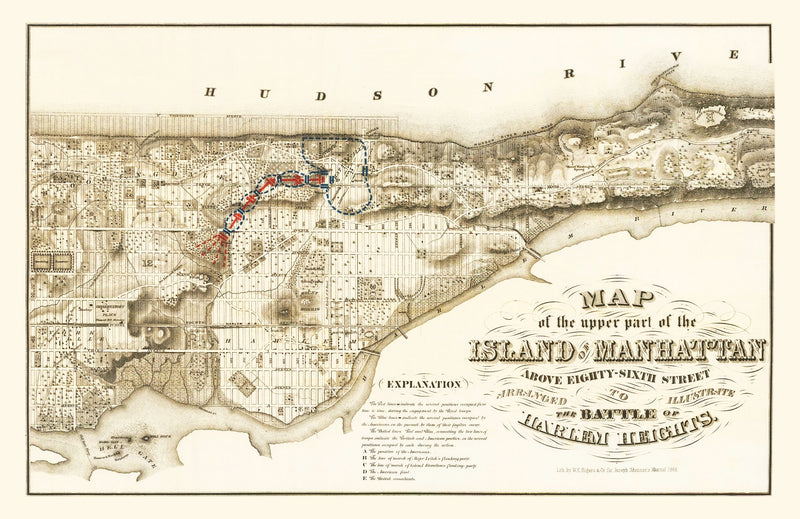 Size comparison using Vintage Map of Manhattan, New York 1868