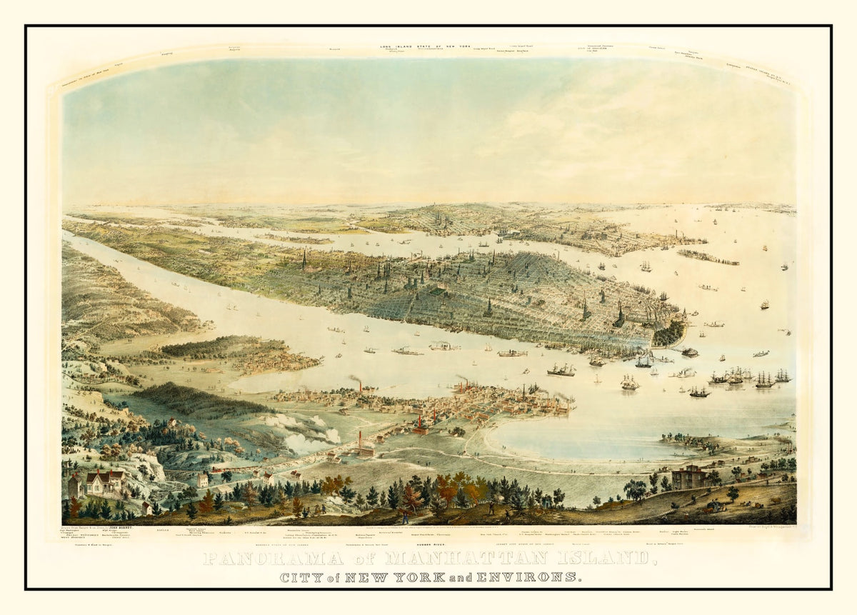 Preview of Vintage Map of Manhattan Island, New York 1854