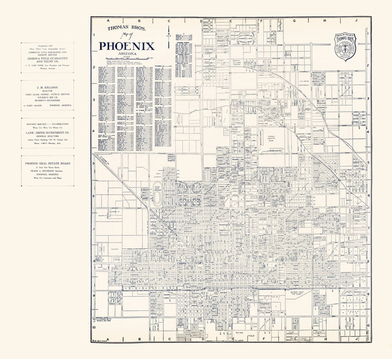 Size comparison using Vintage Map of Phoenix, Arizona 1920