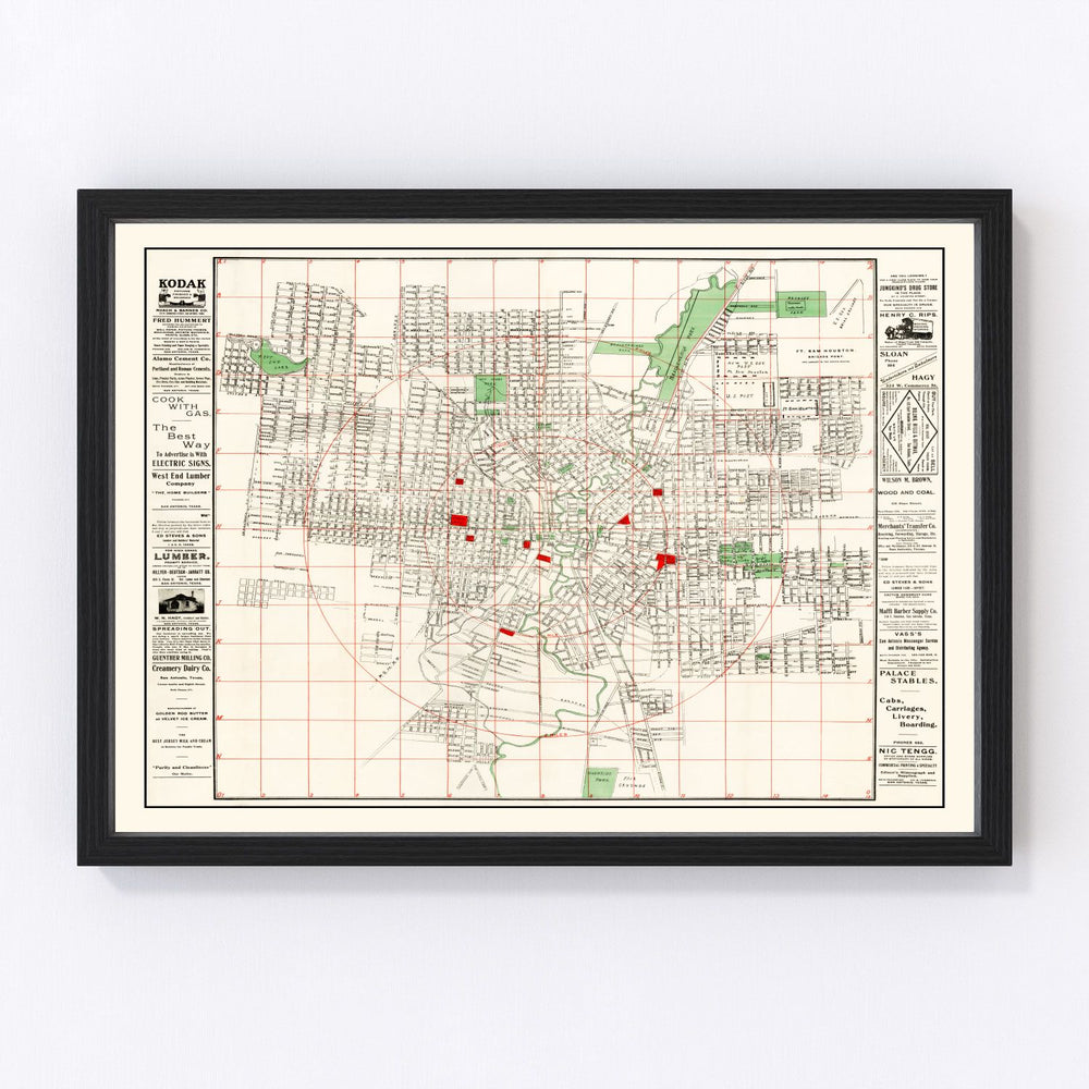 San Antonio Vintage Map 1895