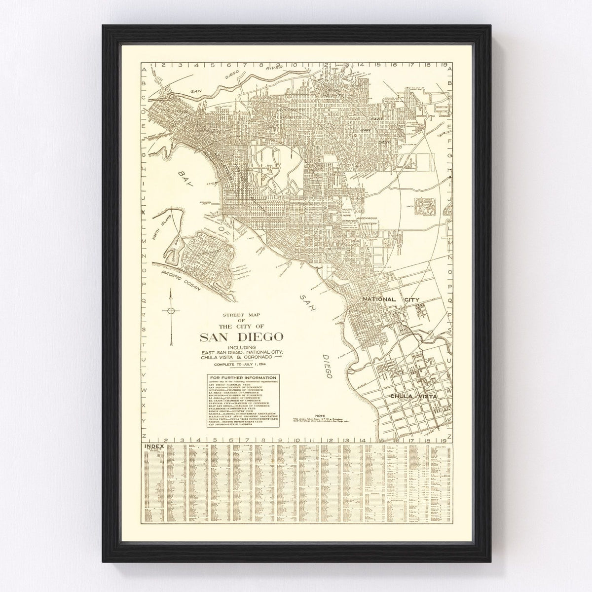 San Diego Vintage Map 1914