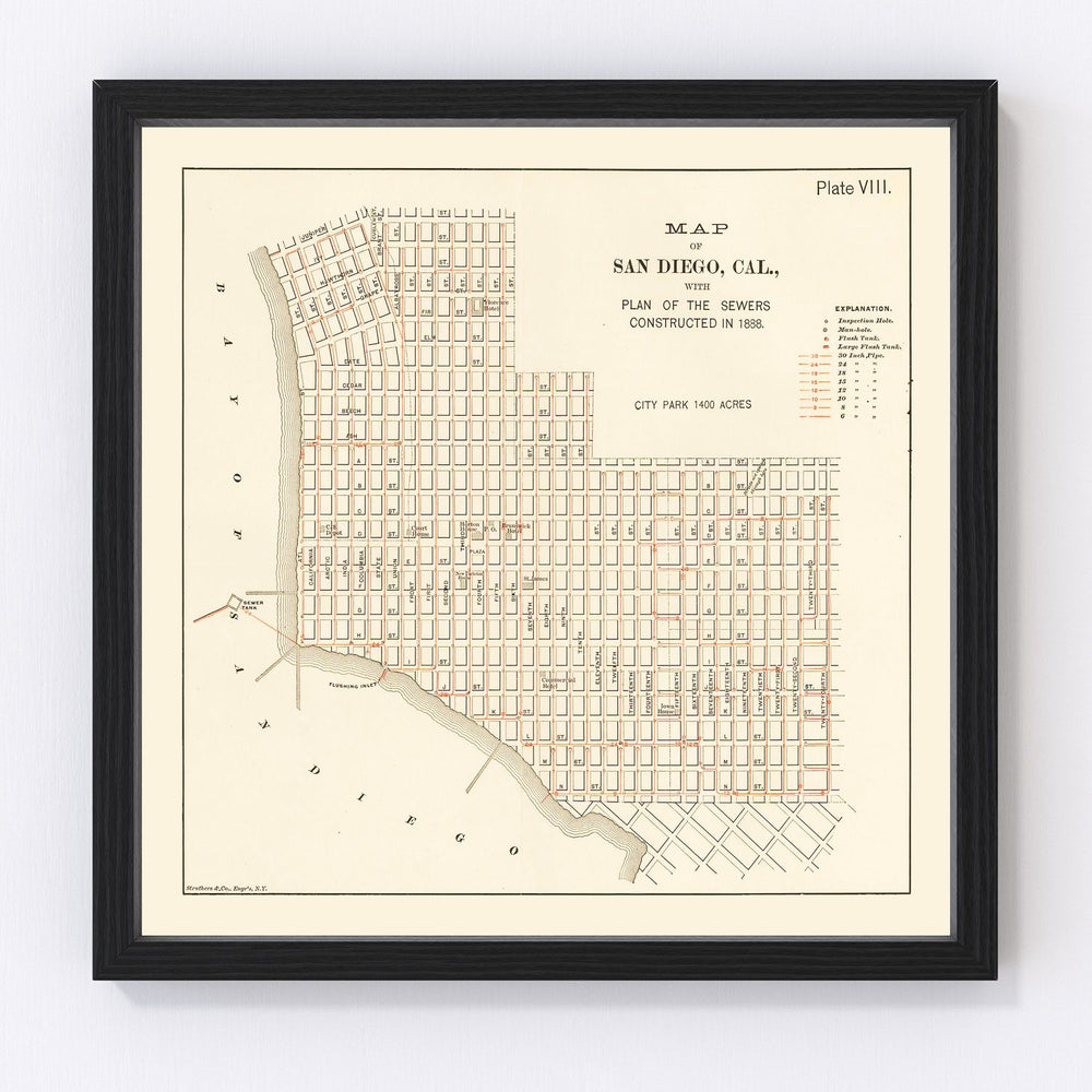 San Diego Vintage Map 1891