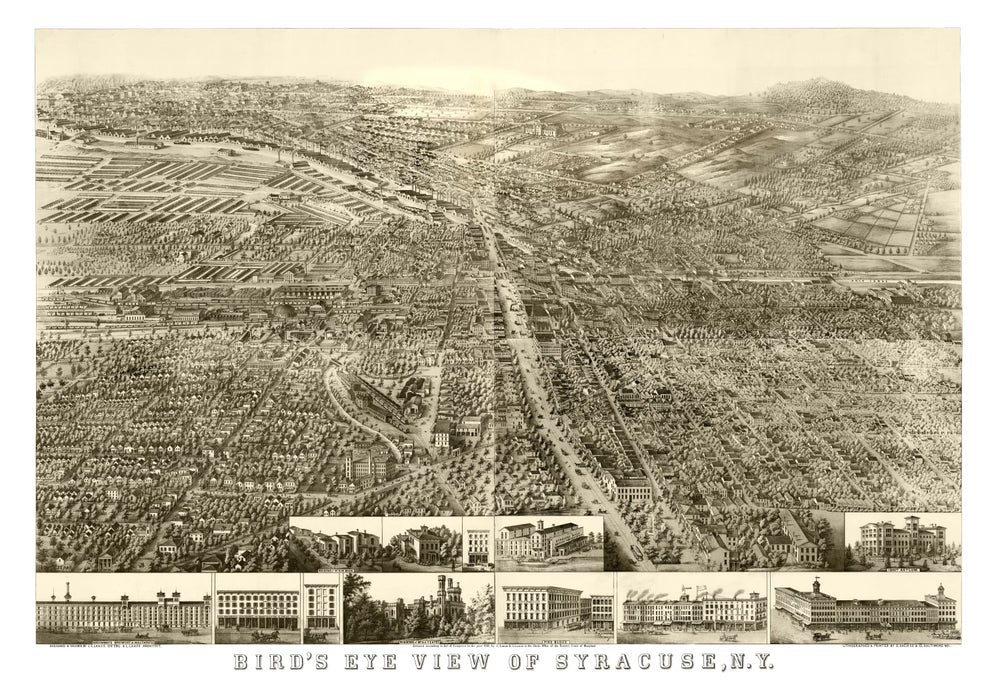 Vintage Map of Syracuse, New York 1868 print style example