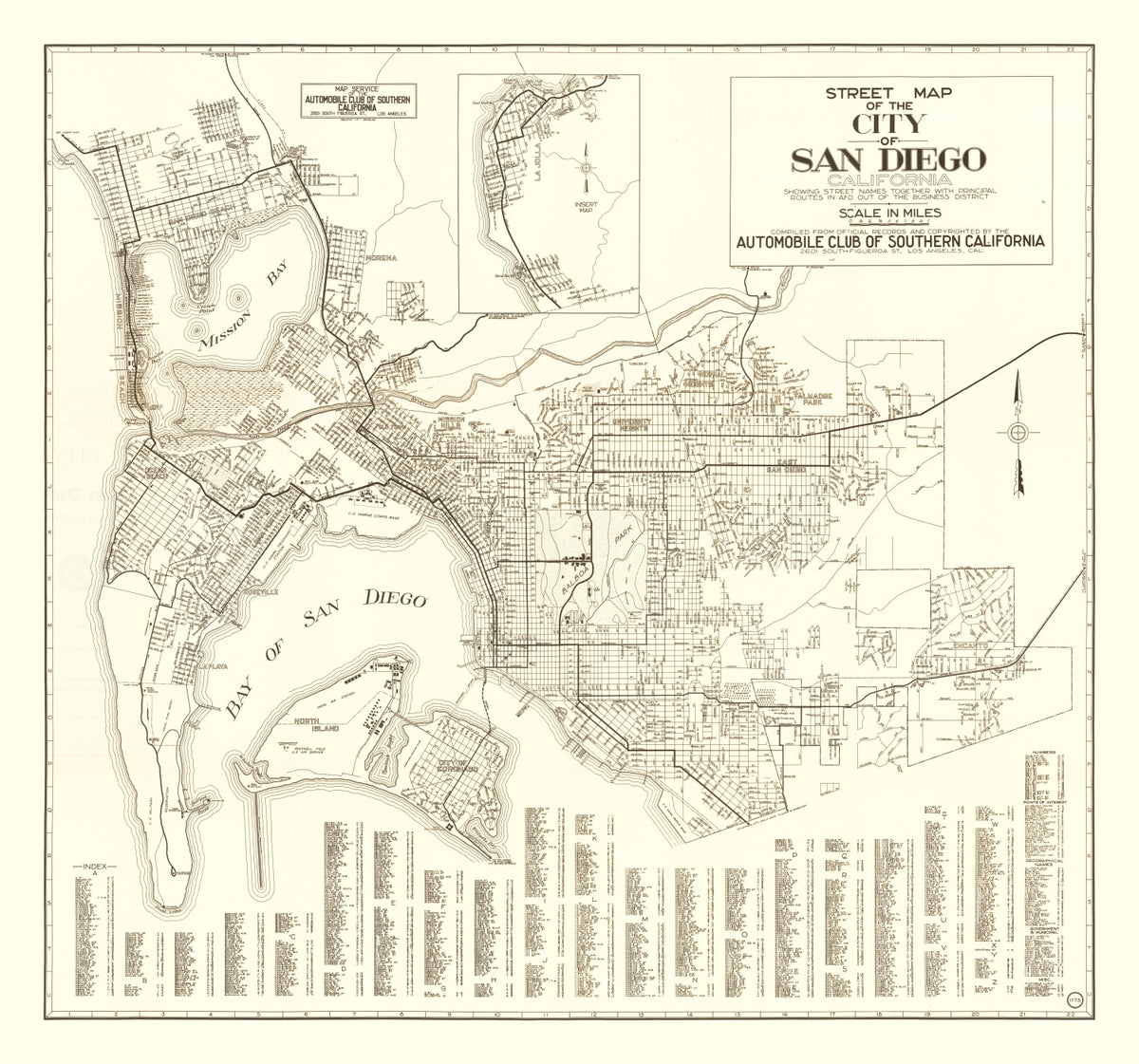 Preview of Vintage Map of San Diego, California 1925