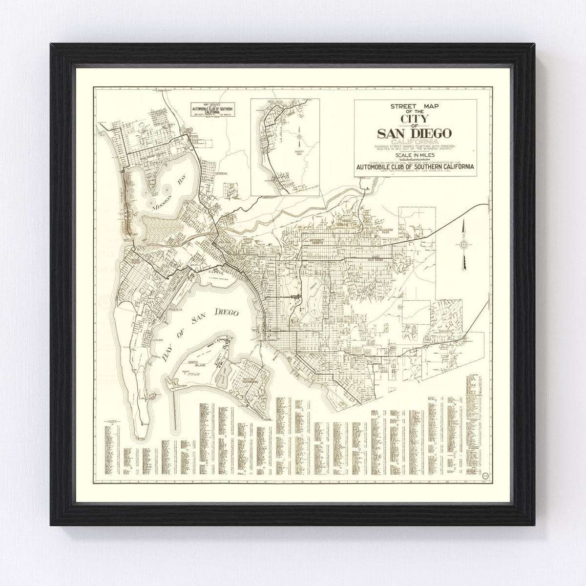 San Diego Vintage Map 1925