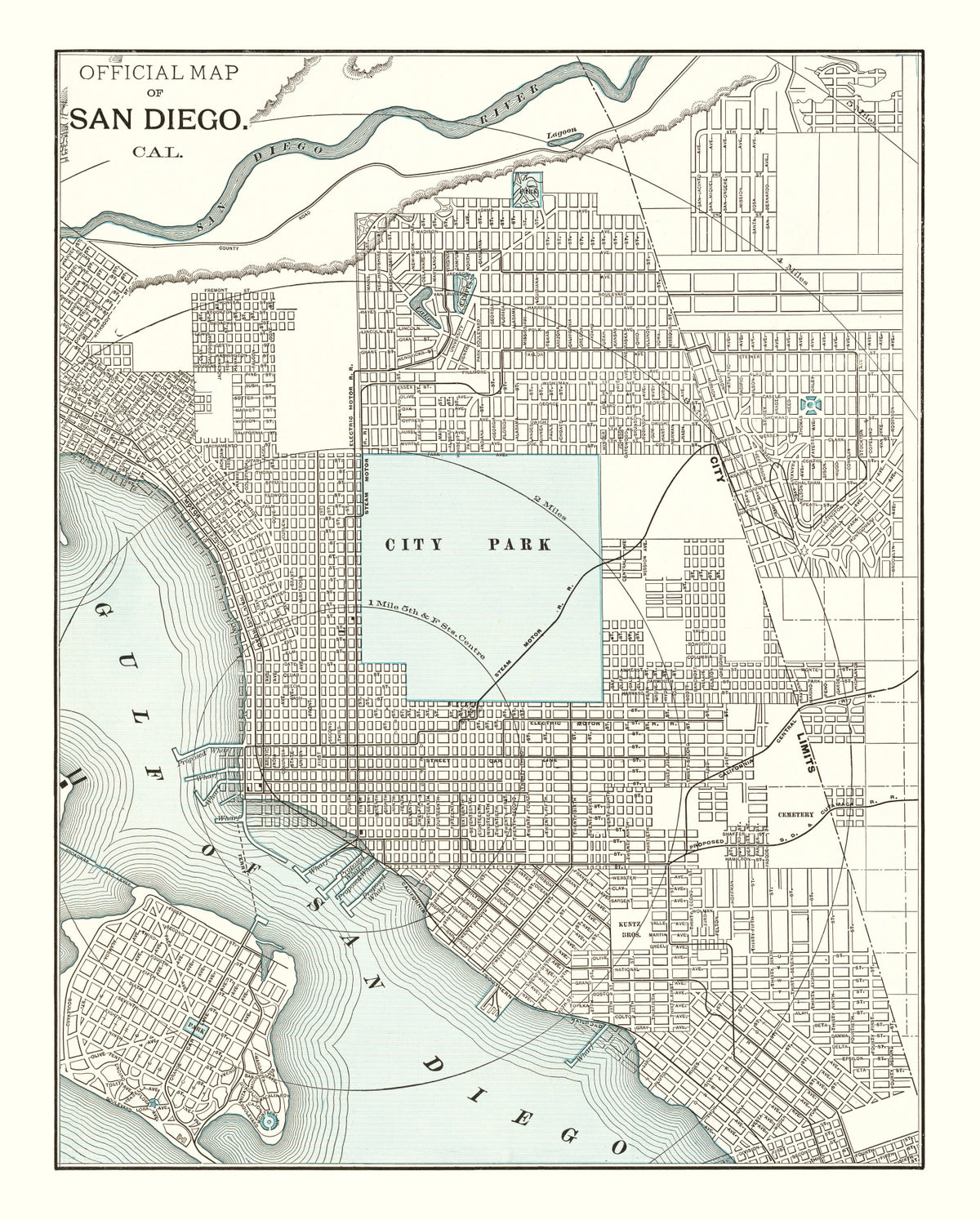 Preview of Vintage Map of San Diego, California 1893