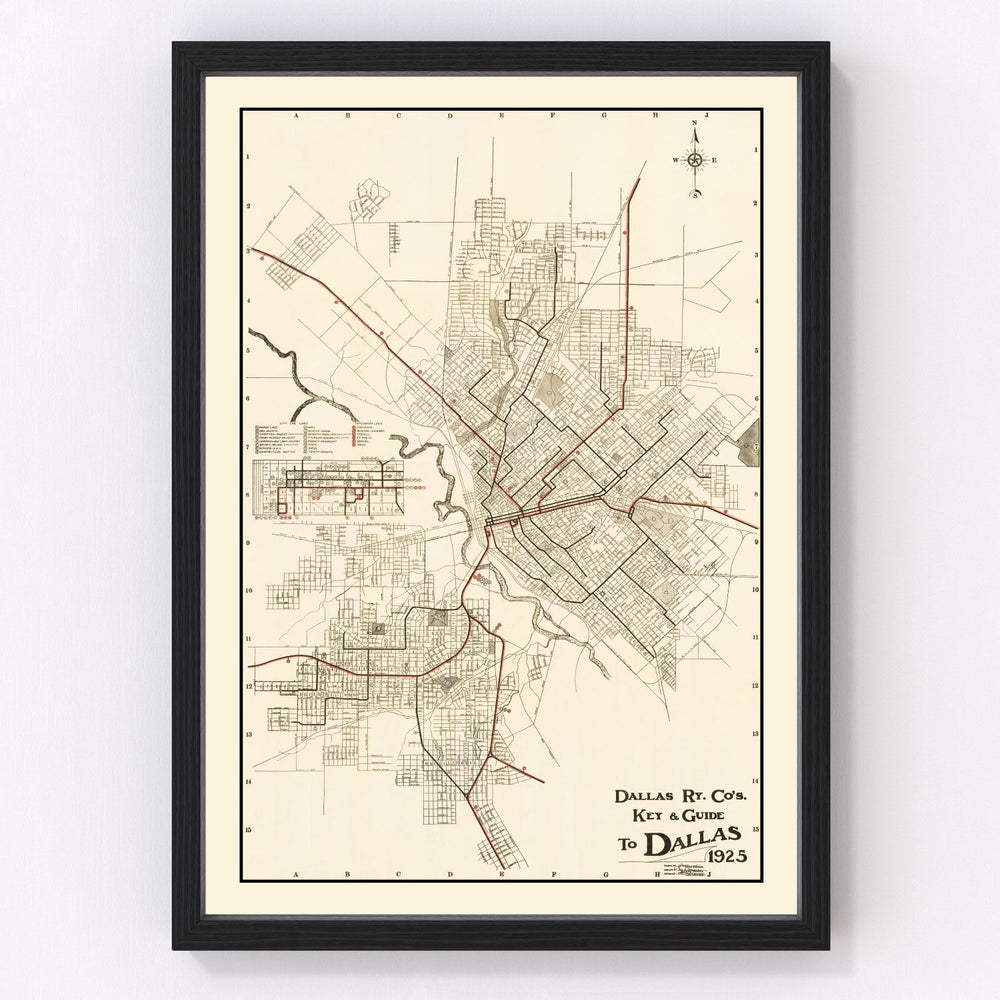 Dallas Vintage Map 1925