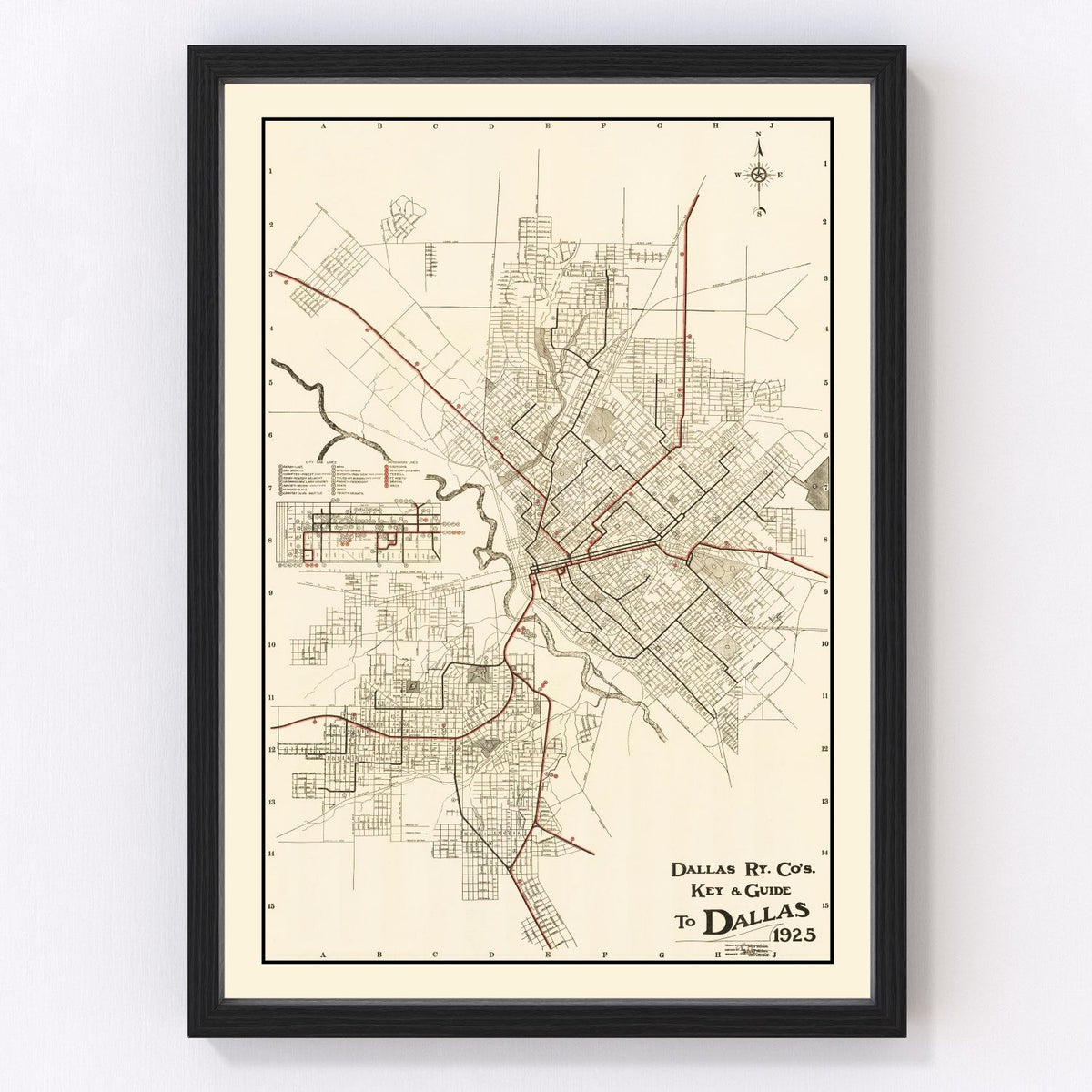 Dallas Vintage Map 1925
