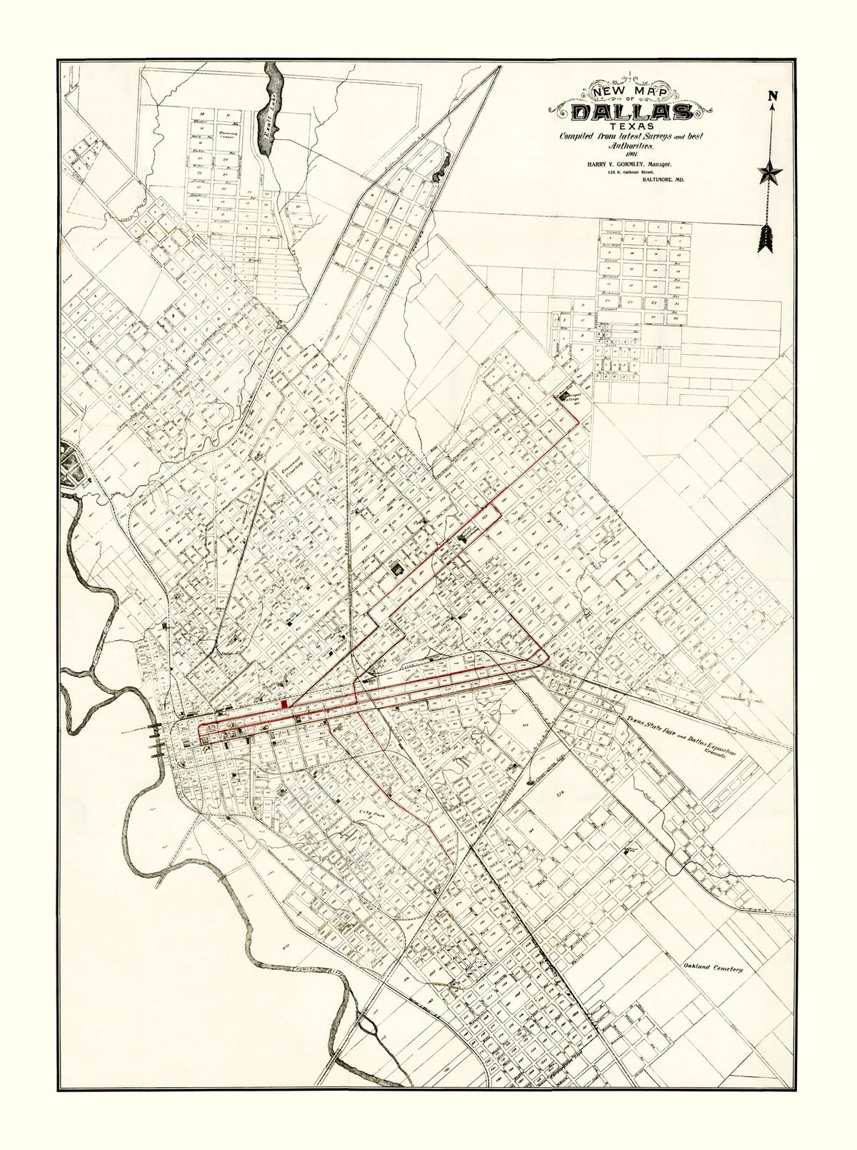 Preview of Vintage Map of Dallas, Texas 1901