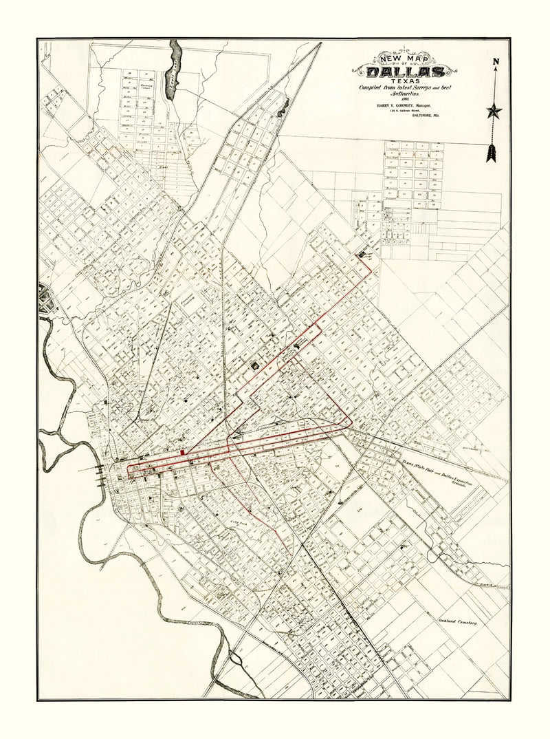 Size comparison using Vintage Map of Dallas, Texas 1901