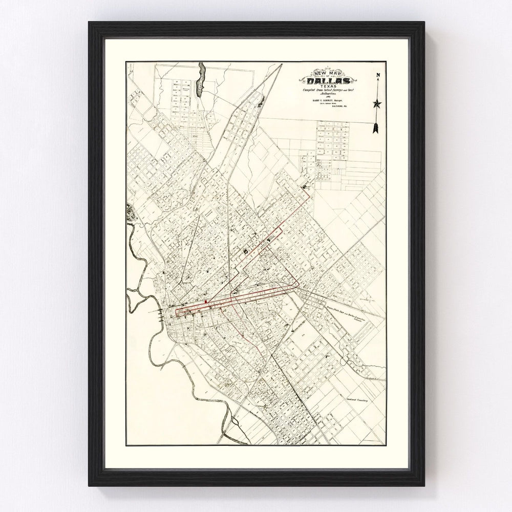 Dallas Vintage Map 1901
