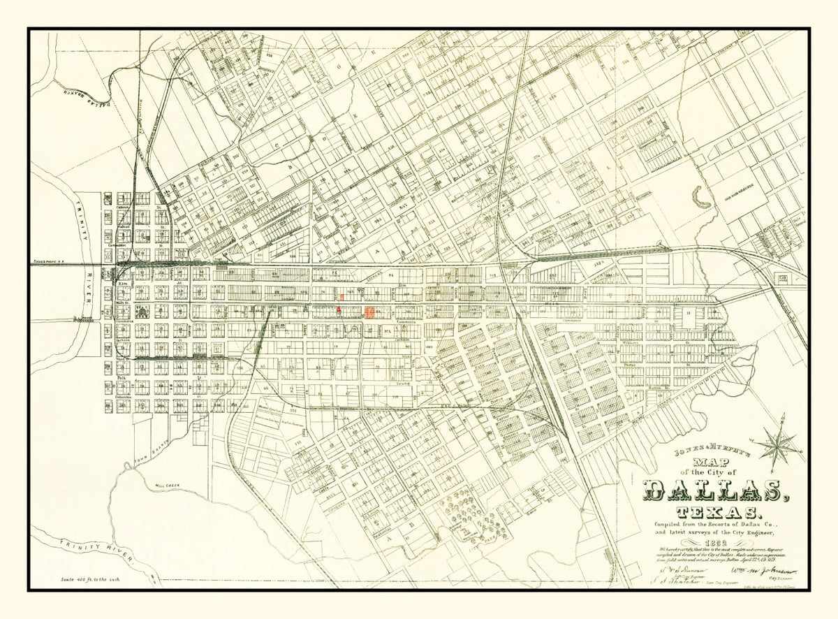 Preview of Vintage Map of Dallas, Texas 1882