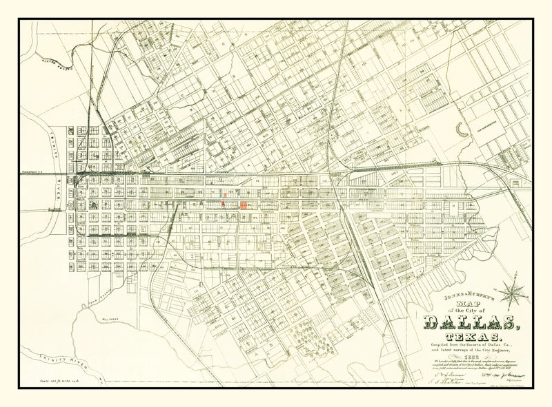 Size comparison using Vintage Map of Dallas, Texas 1882