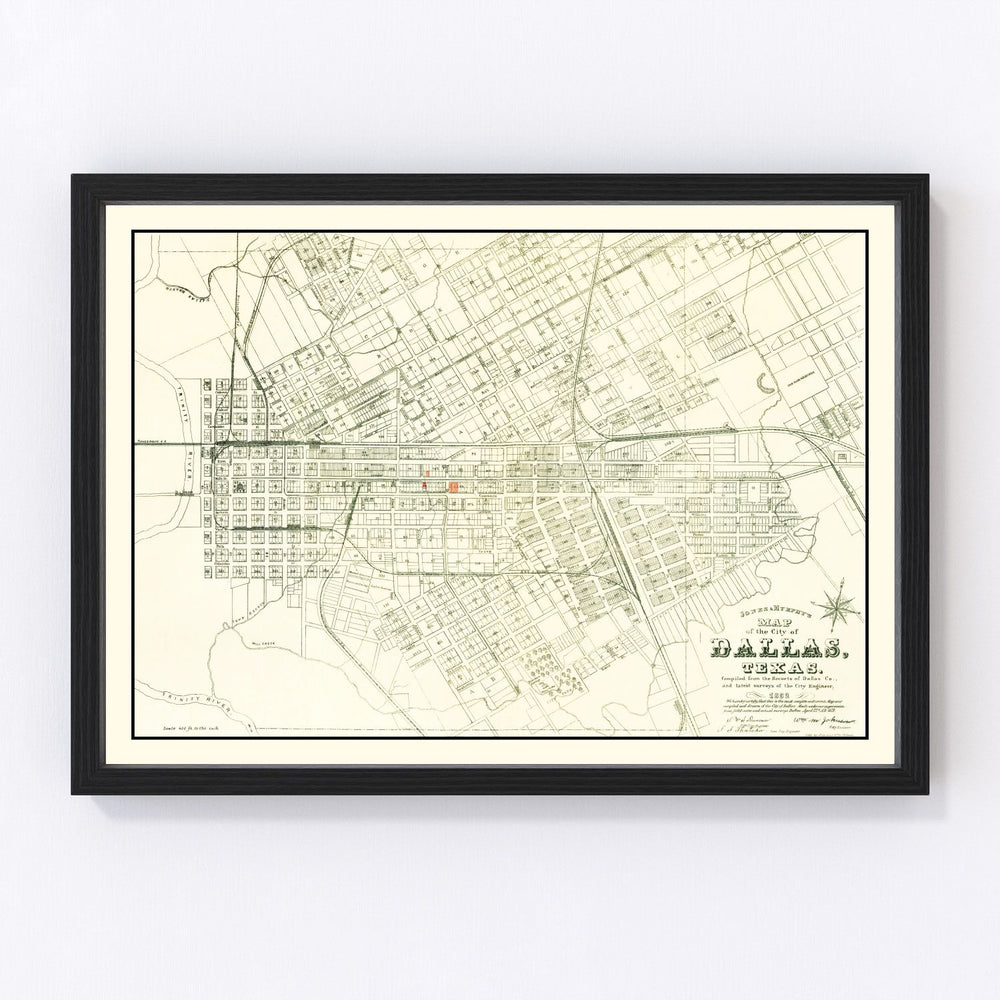 Dallas Vintage Map 1882
