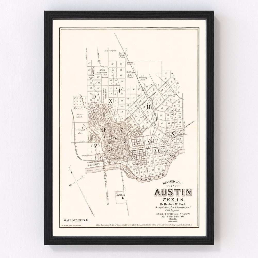 Austin Vintage Map 1885