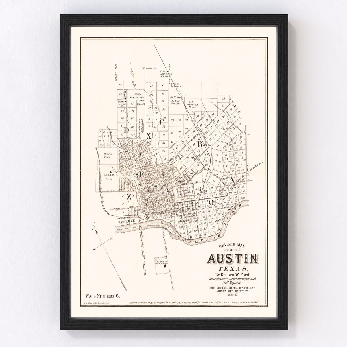 Austin Vintage Map 1885