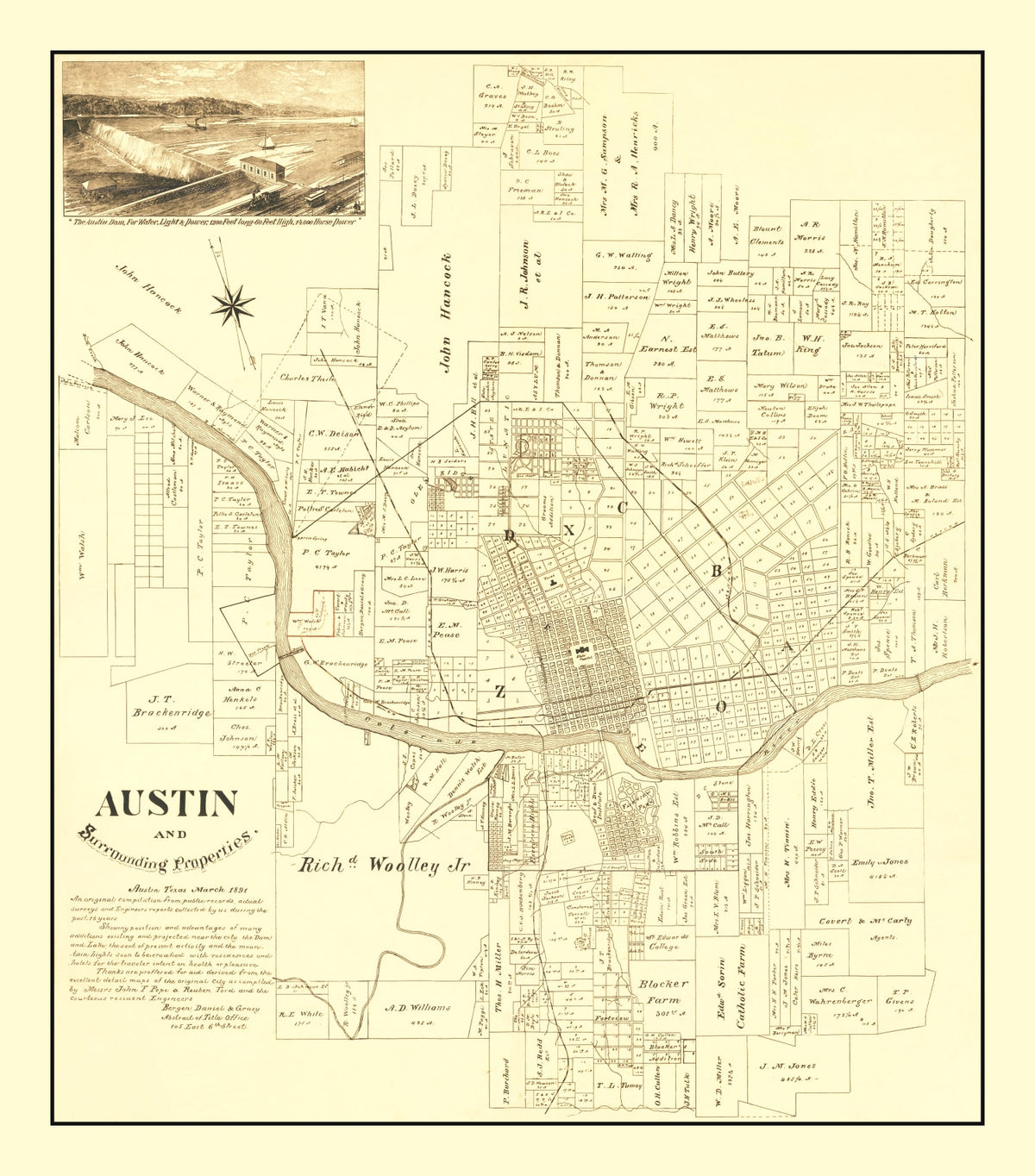 Preview of Vintage Map of Austin, Texas 1891
