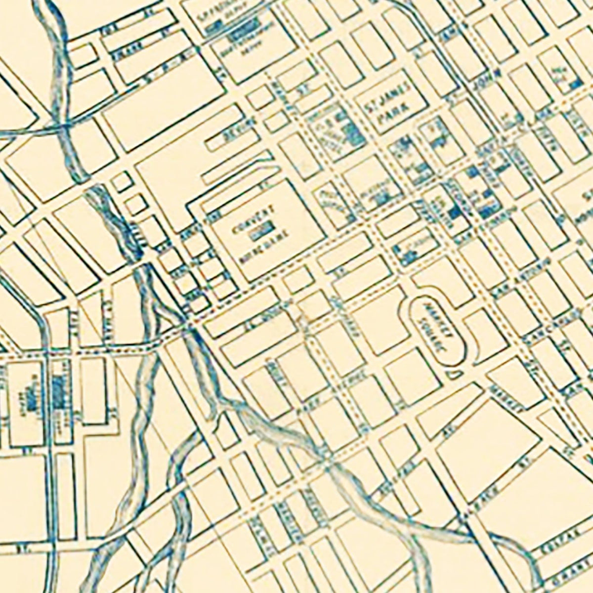 Restored historic details from the 1886 city map of San Jose, California