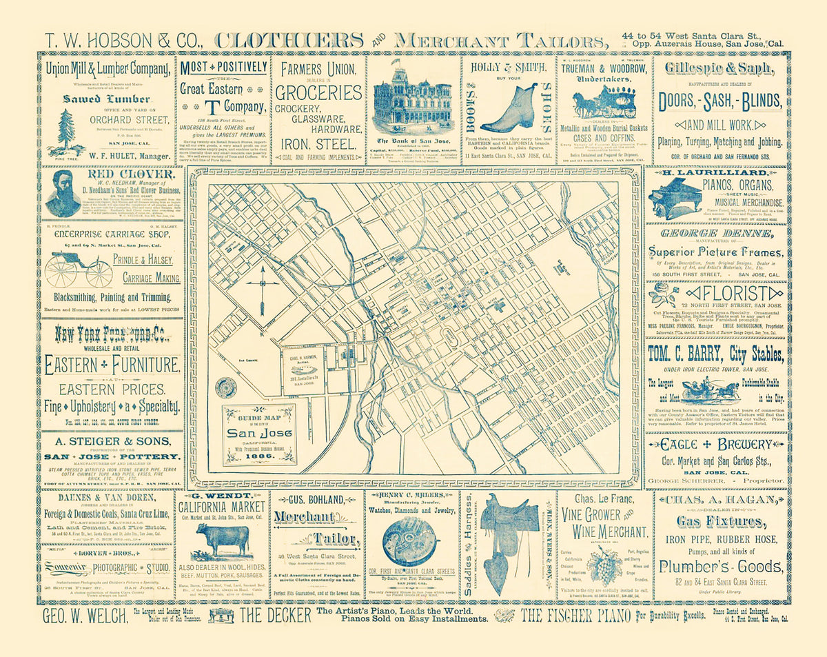 Preview of Vintage Map of San Jose, California 1886