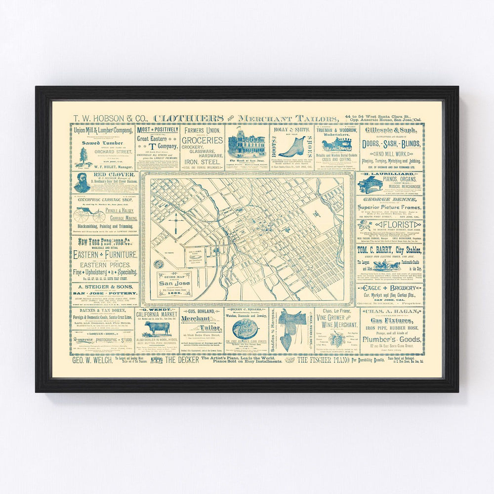 San Jose Vintage Map 1886