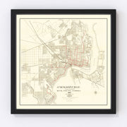 Jacksonville Vintage Map 1913