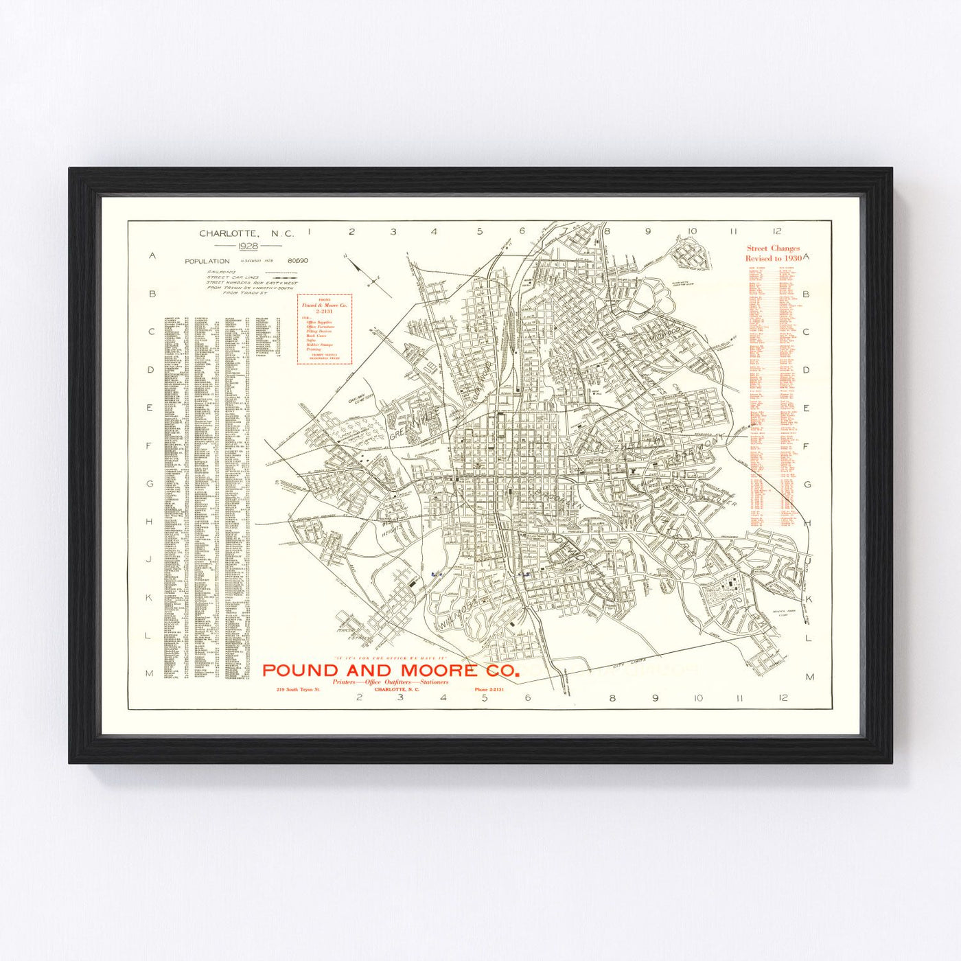 Charlotte Vintage Map 1930