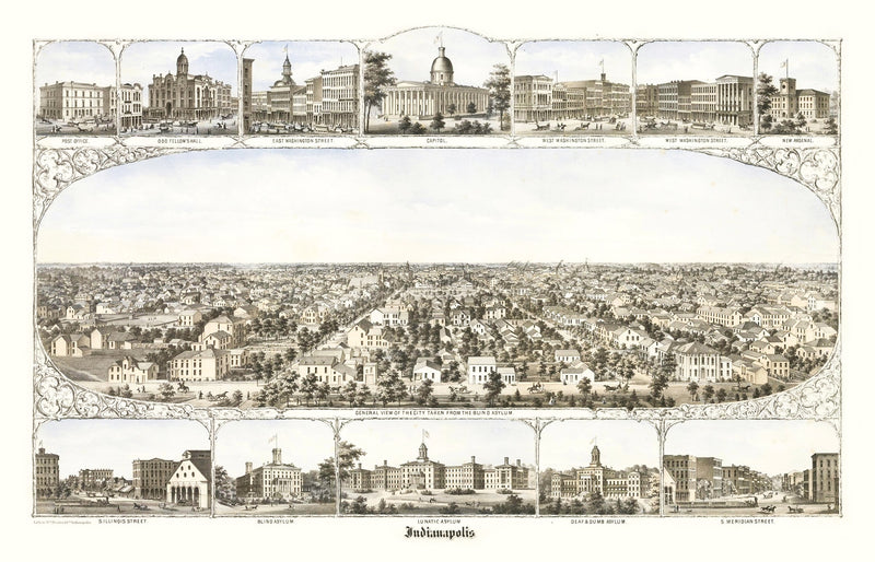 Size comparison using Vintage Map of Indianapolis, Indiana 1860