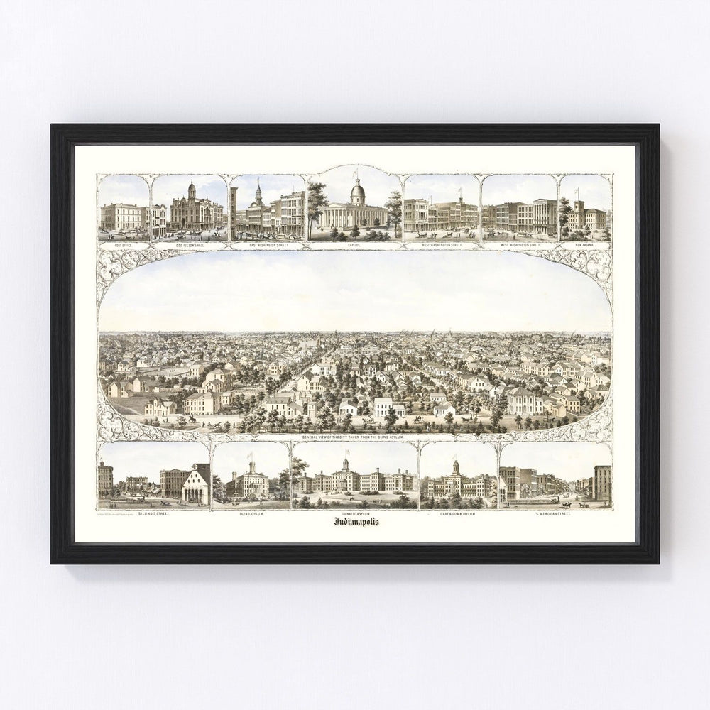 Indianapolis Vintage Map 1860