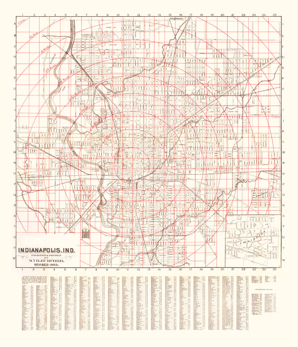 Vintage Map of Indianapolis, Indiana 1903 print style example