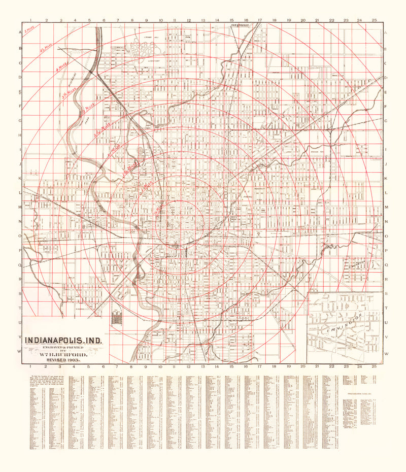 Size comparison using Vintage Map of Indianapolis, Indiana 1903