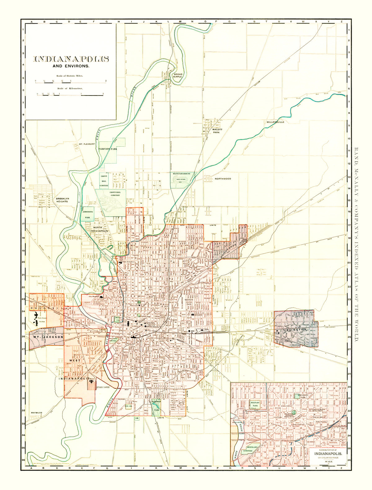 Preview of Vintage Map of Indianapolis, Indiana 1899