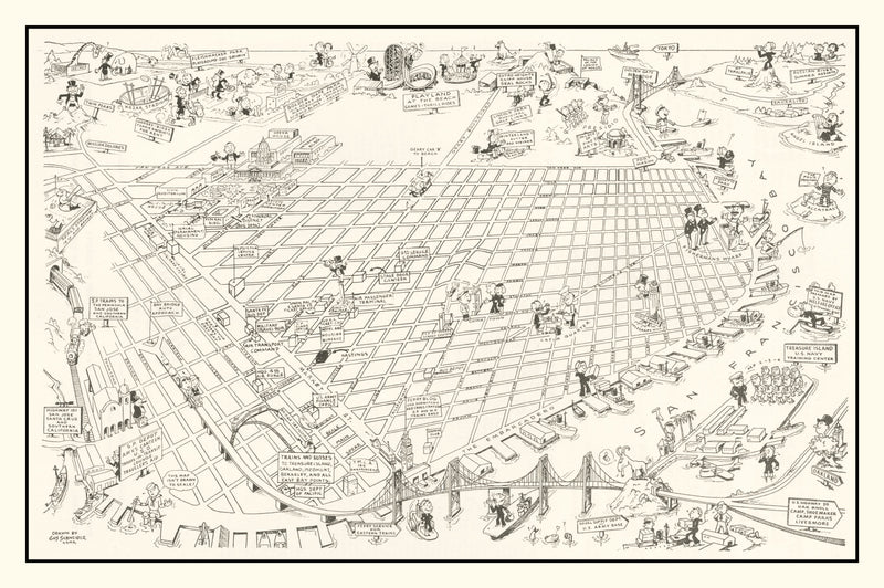 Size comparison using Vintage Map of San Francisco, California 1945