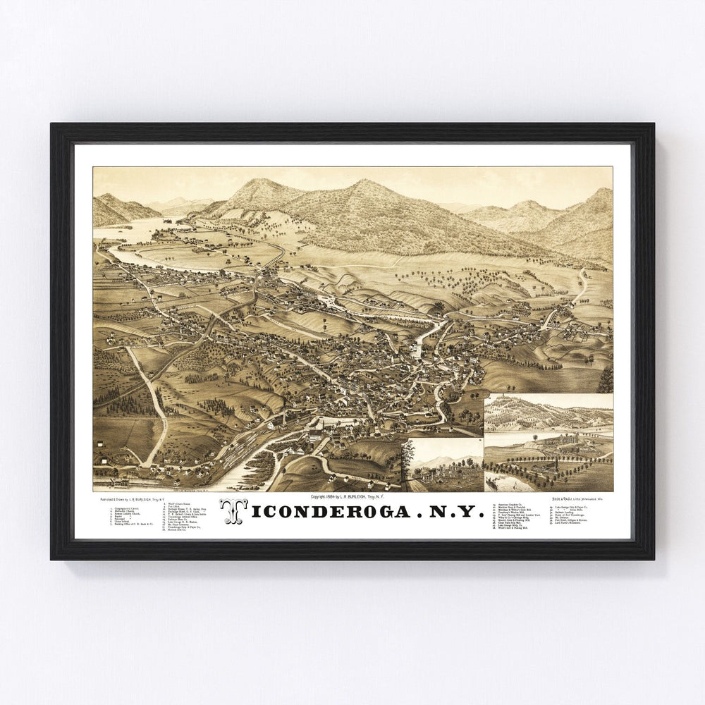 Ticonderoga Vintage Map 1884