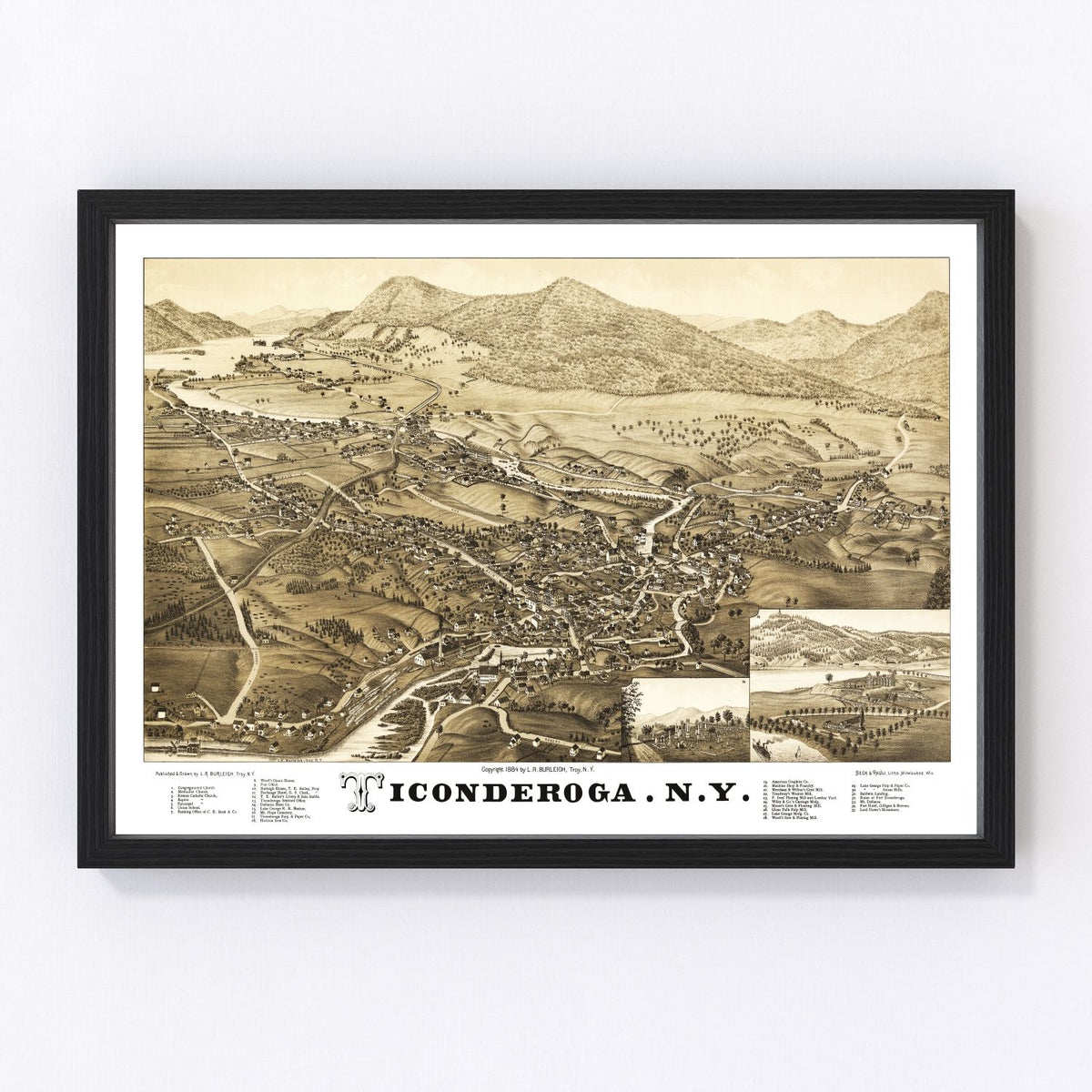 Ticonderoga Vintage Map 1884